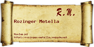 Rozinger Metella névjegykártya